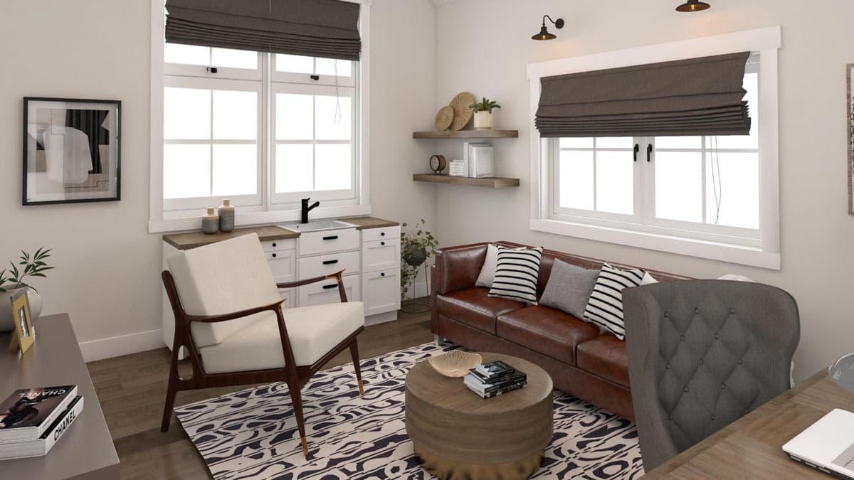 Plan 871008NST: Backyard ADU Cottage Studio or Home Office Escape - 298 Square Feet - Image #7 - Cabin, Cottage, Rustic, Shingle, Traditional, Vacation