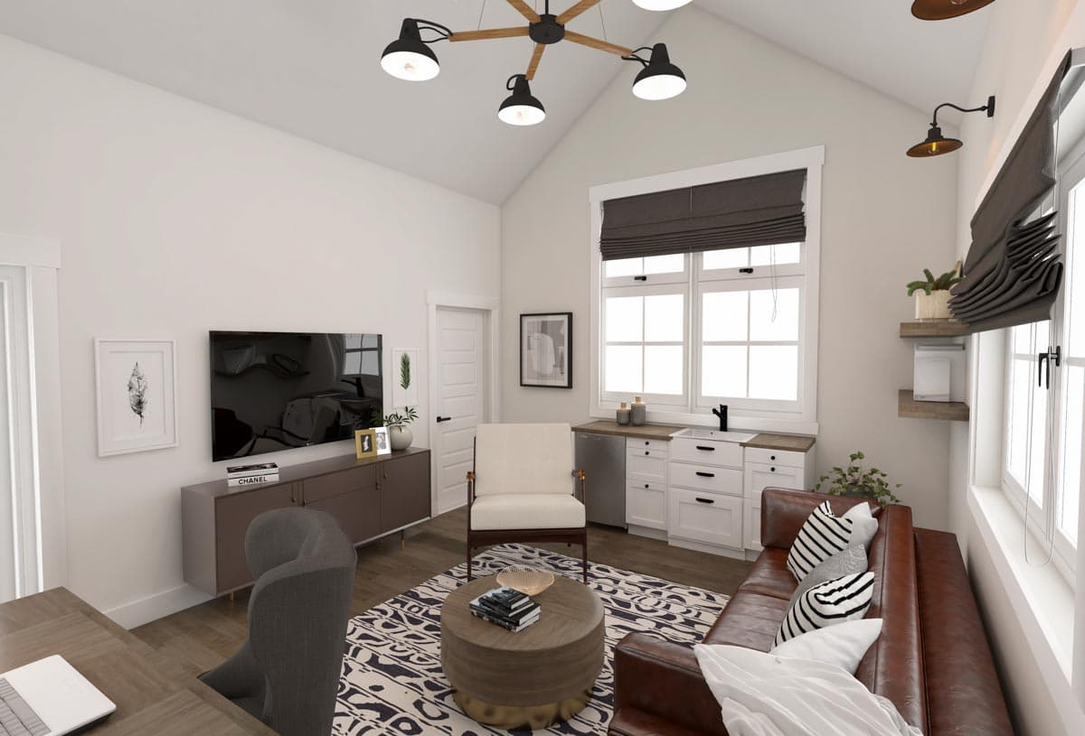 Plan 871008NST: Backyard ADU Cottage Studio or Home Office Escape - 298 Square Feet - Image #8 - Cabin, Cottage, Rustic, Shingle, Traditional, Vacation