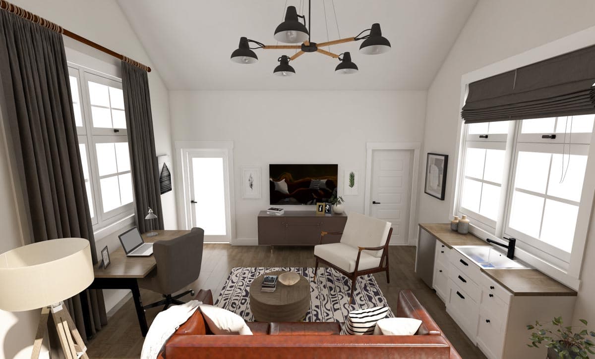 Plan 871008NST: Backyard ADU Cottage Studio or Home Office Escape - 298 Square Feet - Image #9 - Cabin, Cottage, Rustic, Shingle, Traditional, Vacation