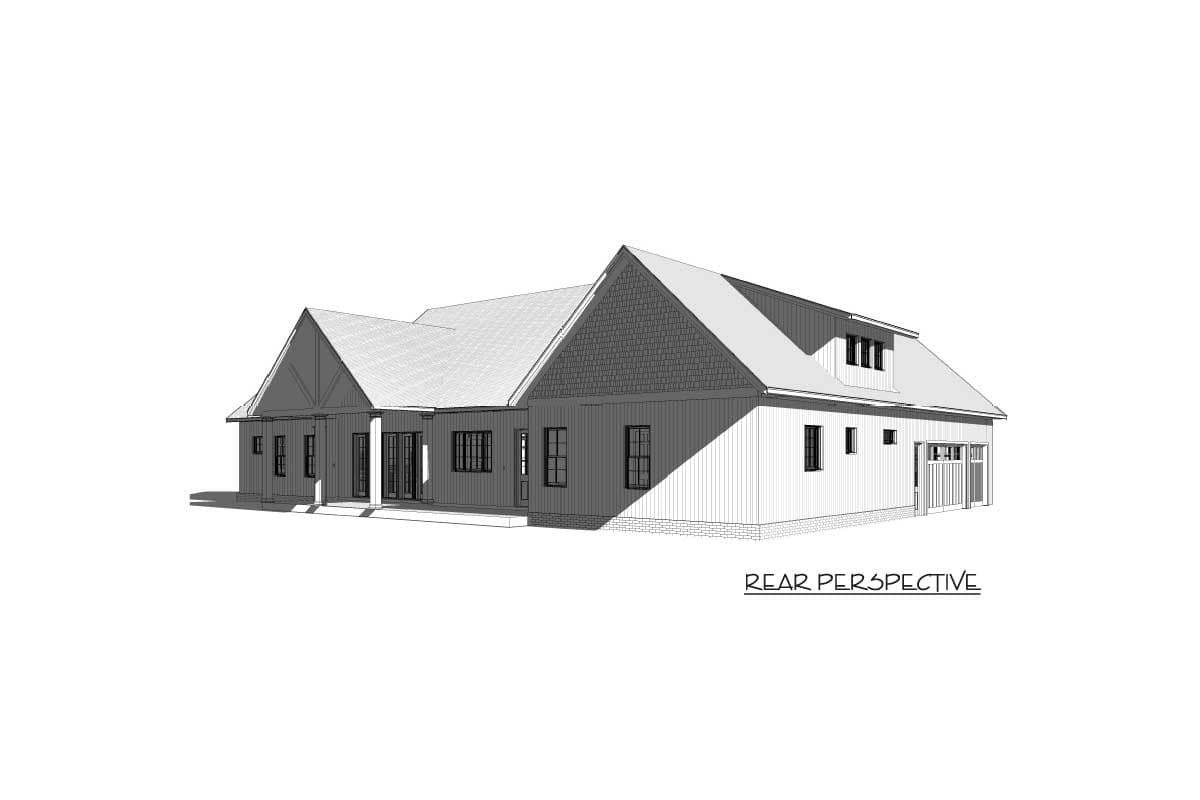 Plan 46431LA: Exclusive Country Home Plan with Split Bedrooms and Home Office - 2851 Sq Ft - Image #4 - Country, Modern Farmhouse, New American, Southern, Traditional