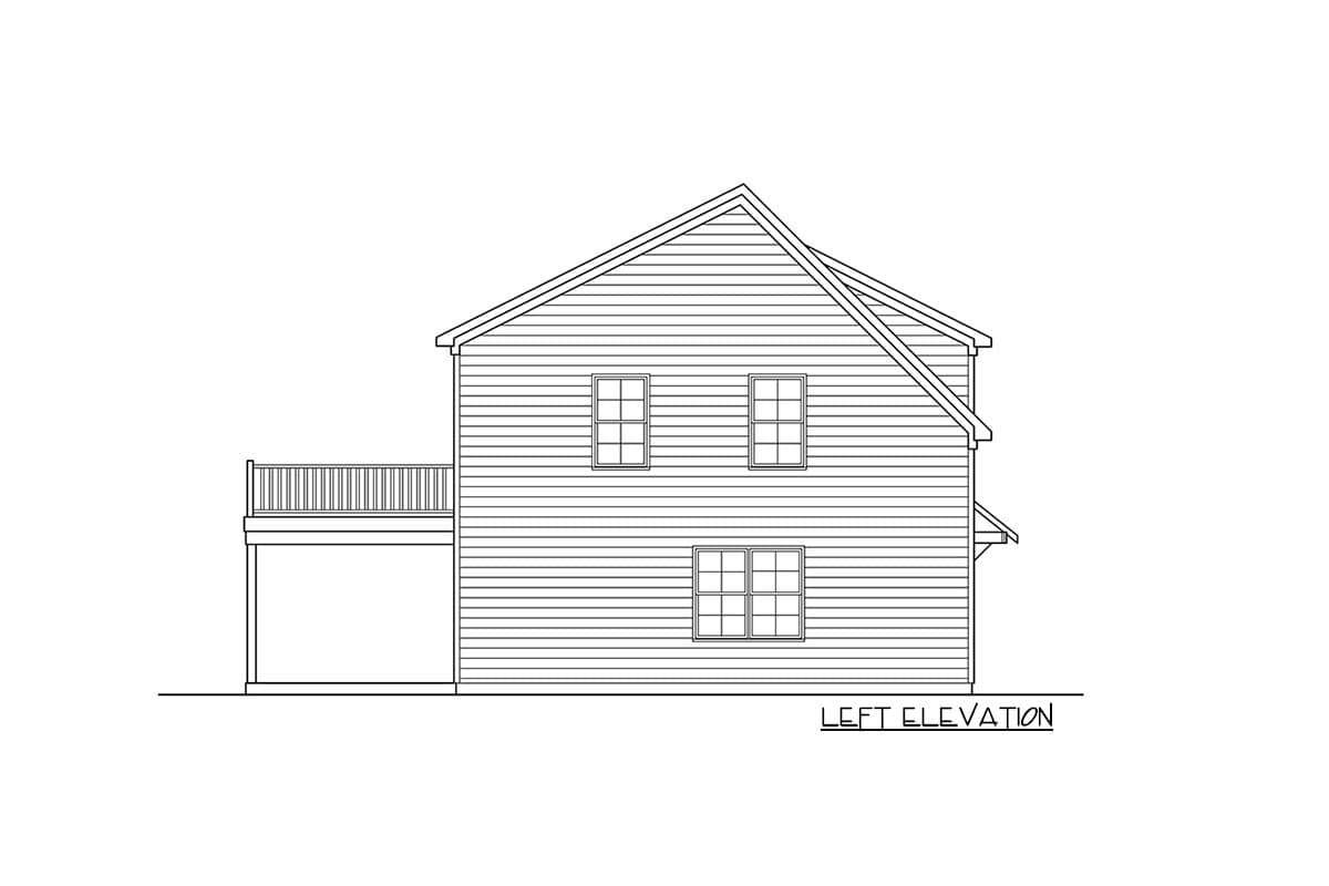 Plan 360076DK: 2-Bed Garage Apartment Plan with Large Second Floor Deck - Image #4 - Carriage, Craftsman