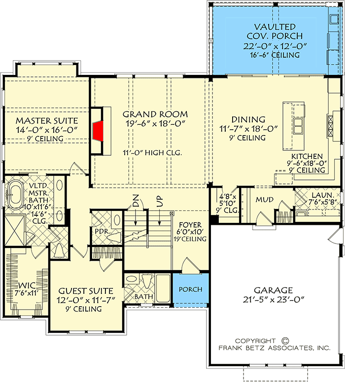 Plan 710377BTZ: 4-Bed Modern Farmhouse with Guest Suite or Work-From-Home Space - Floor Plan - Main Level - Cottage, Country, Craftsman, Farmhouse, Modern Farmhouse, New American, Traditional