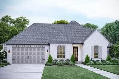 3-Bed French Country Ranch Plan with Split Bedrooms