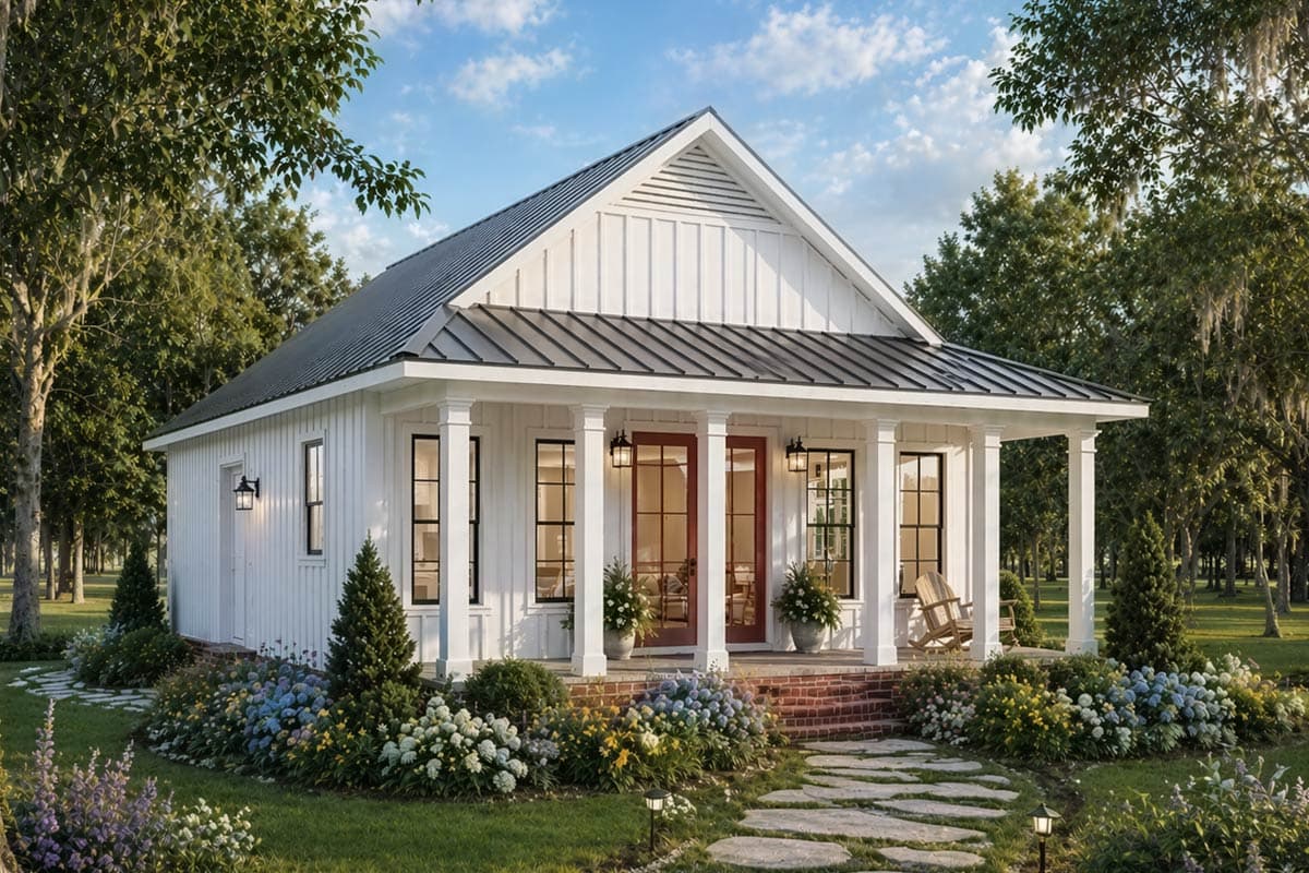 Plan 25020DH: Cutely Packaged Starter or Vacation or Retirement 2-Bed House Plan - Virtual Tour Cover Image - Cottage, Country, Modern Farmhouse