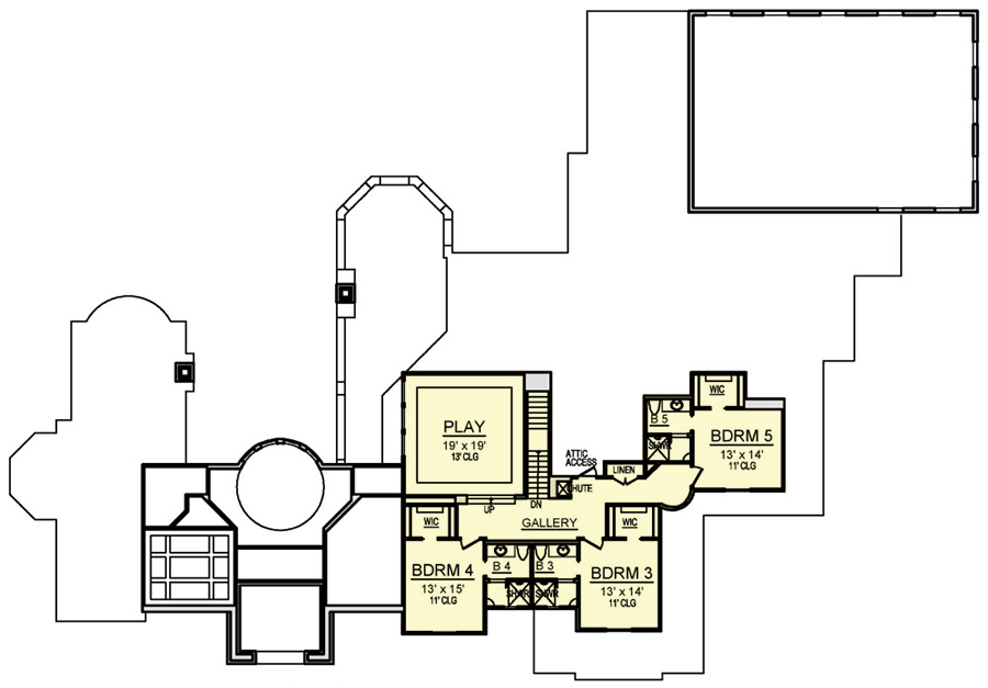 Plan 36648TX: Luxury 5-Bed Mediterranean House Plan with Half-court Gym - Floor Plan - Second Level - European, Mediterranean, Spanish, Tuscan