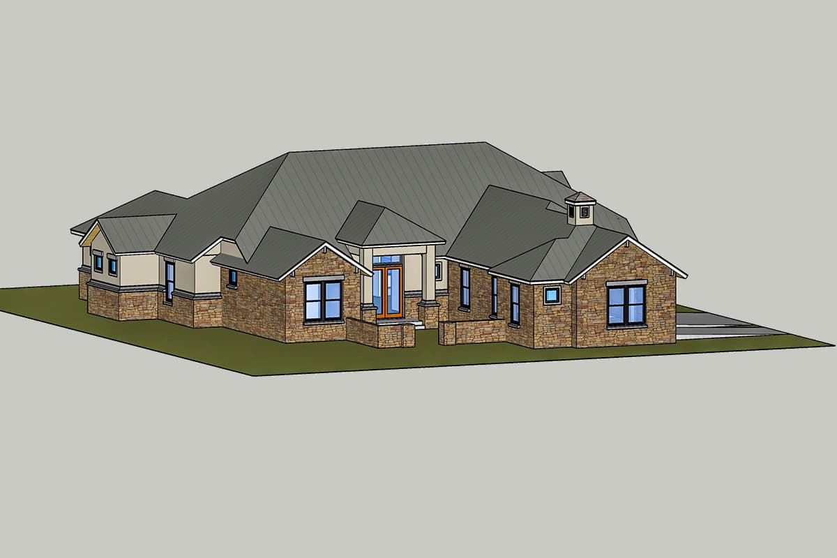 Plan 54028LK: 4-Bed Ranch Home Plan with Split Bedroom Layout - Image #5 - Contemporary, Hill Country, Ranch, Traditional