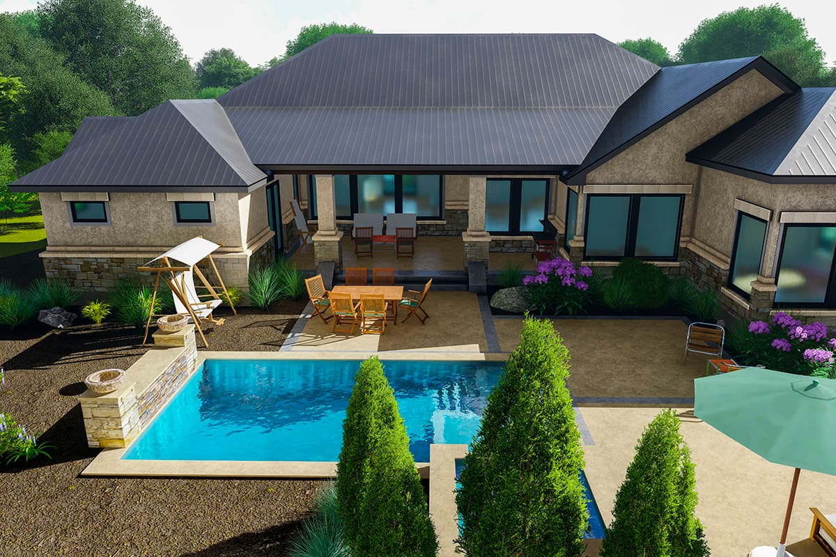 Plan 54029LK: 3-Bed Ranch Home Plan with Game and Exercise Rooms - Image #9 - Contemporary, Hill Country, Ranch, Transitional