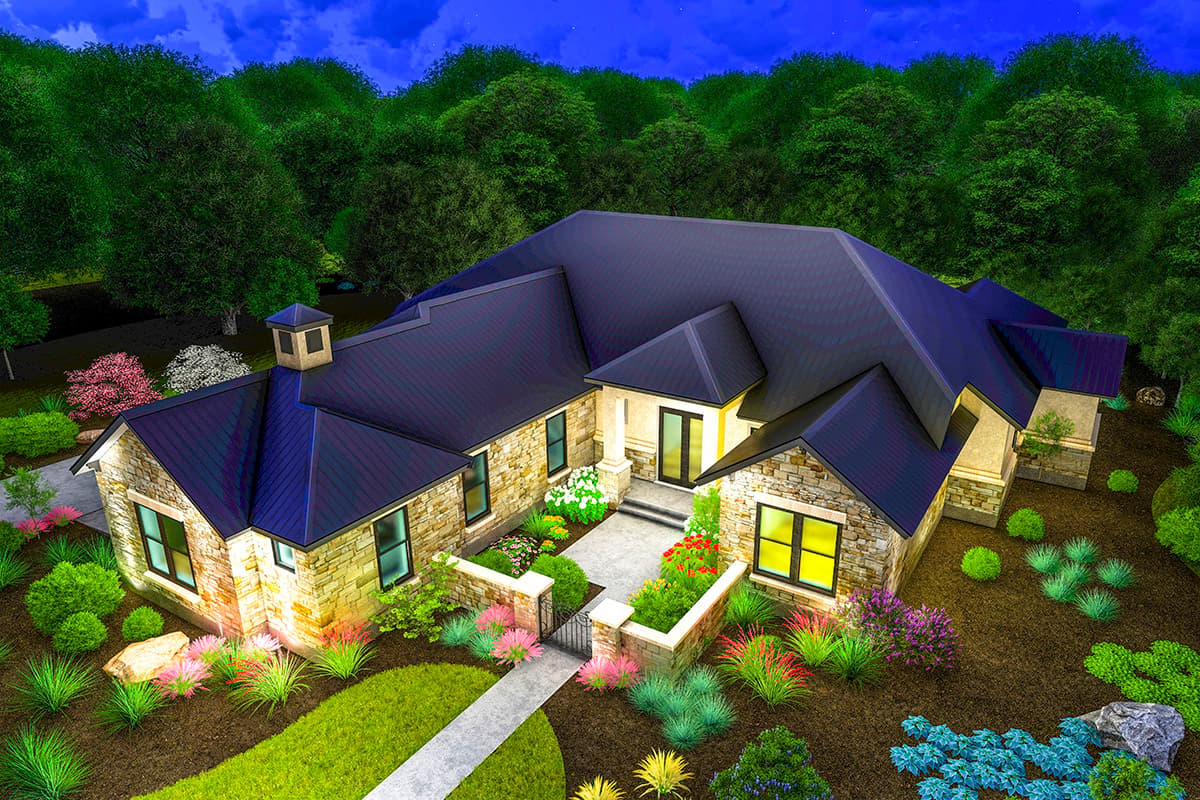Plan 54029LK: 3-Bed Ranch Home Plan with Game and Exercise Rooms - Image #12 - Contemporary, Hill Country, Ranch, Transitional