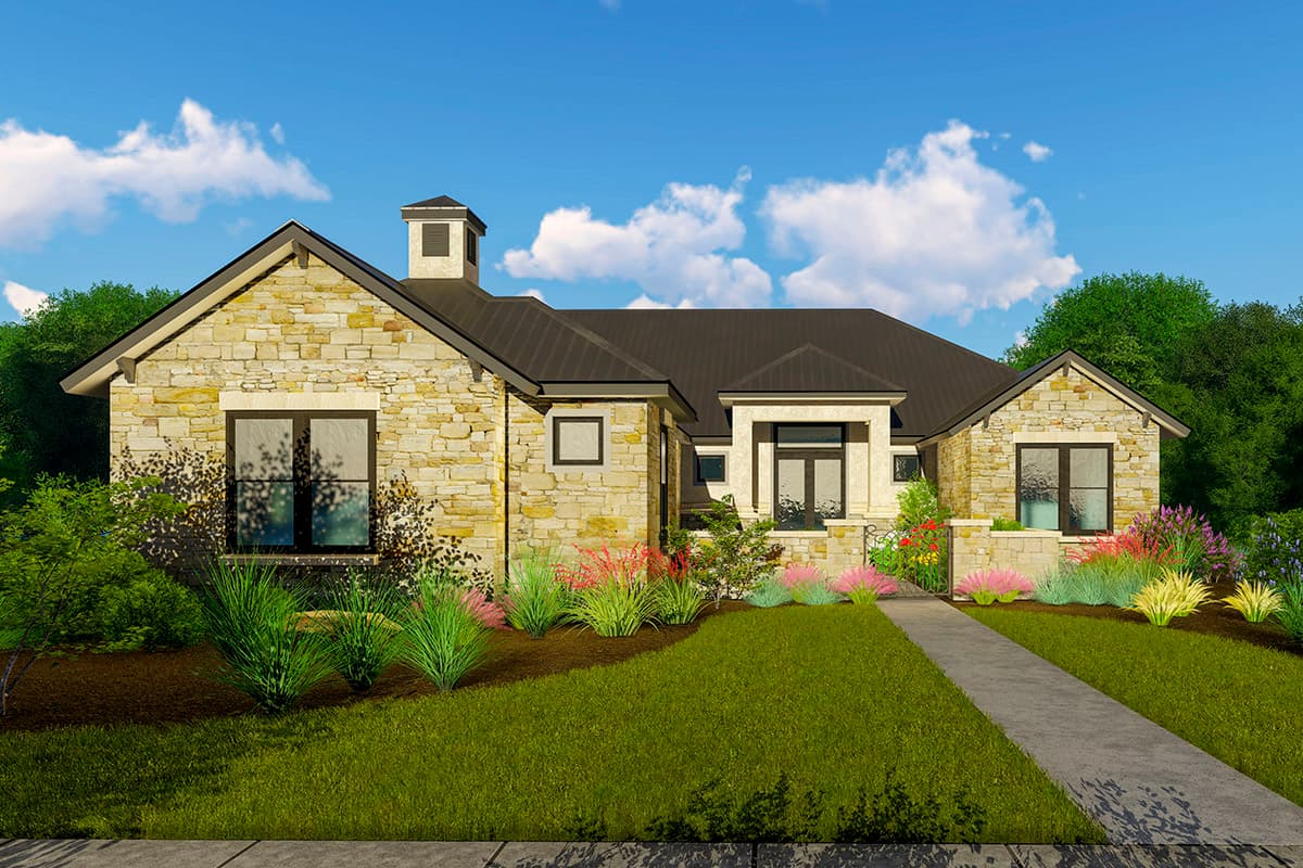 Plan 54029LK: 3-Bed Ranch Home Plan with Game and Exercise Rooms - Image #14 - Contemporary, Hill Country, Ranch, Transitional