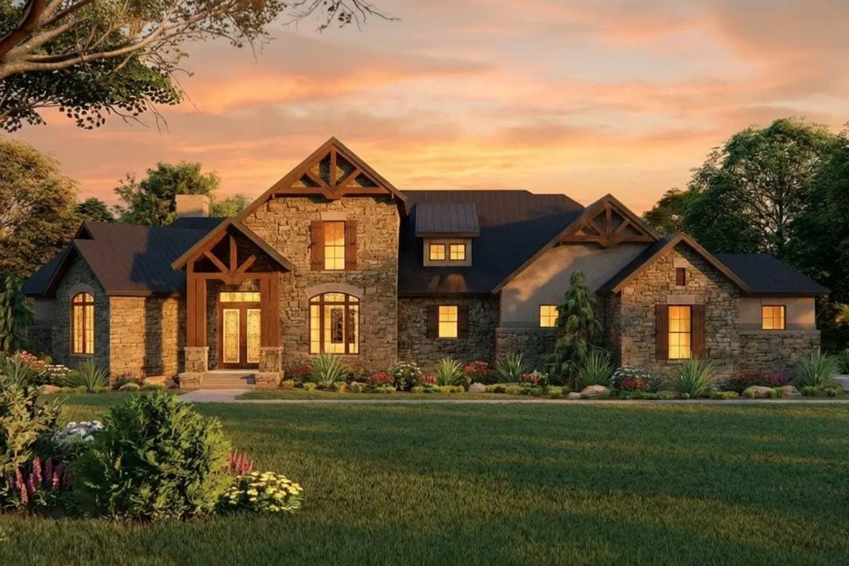 Plan 54031LK: Elegant 4-Bed House Plan with Large Outdoor Living Space - Image #2 - European, Hill Country, Mountain