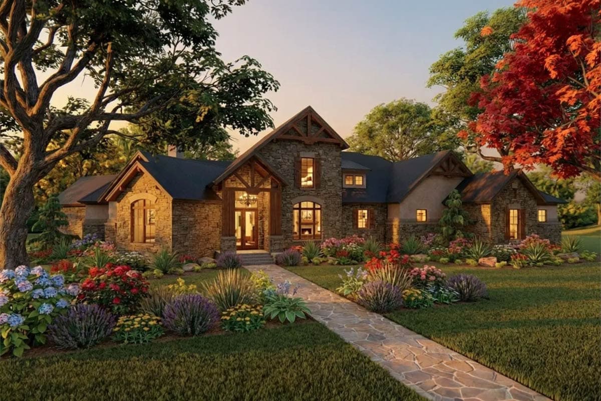 Plan 54031LK: Elegant 4-Bed House Plan with Large Outdoor Living Space - Image #3 - European, Hill Country, Mountain