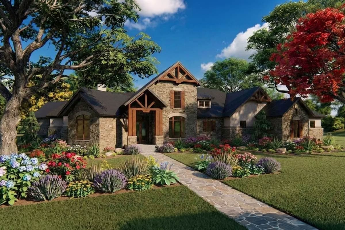 Plan 54031LK: Elegant 4-Bed House Plan with Large Outdoor Living Space - Image #4 - European, Hill Country, Mountain