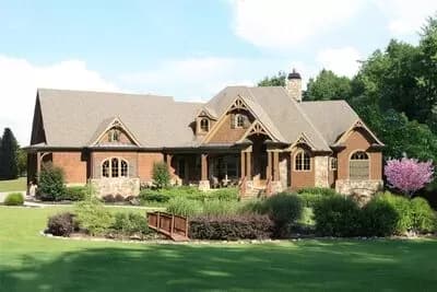 Luxurious 4-Bed Country Craftsman House Plan with Sweeping Rear Porch