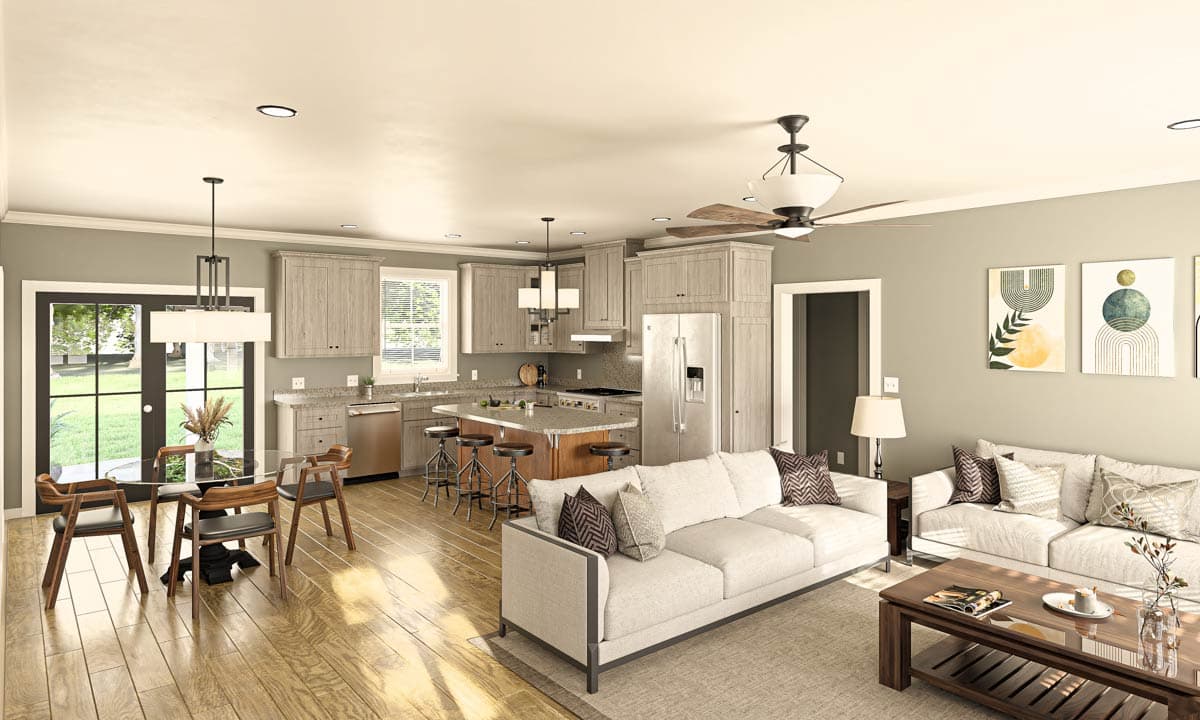 Plan 25021DH: 3-Bedroom Southern Country House Plan with Split Bedrooms - 1425 Sq Ft - Image #7 - Country, Southern