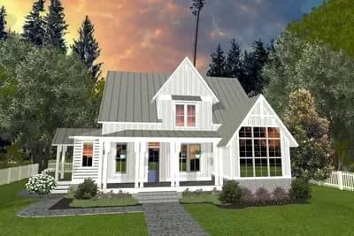 Charming Two-story Home Plan with Home Office and Screened Porch