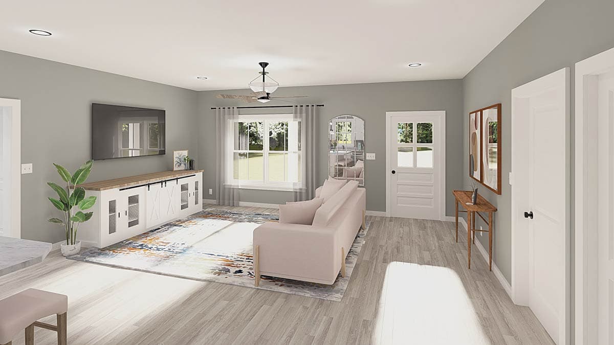 Plan 25022DH: 3-Bed Cottage-Style Ranch House Plan with Split Bedrooms - 1500 Sq Ft - Image #7 - Cottage, Country, New American, Southern