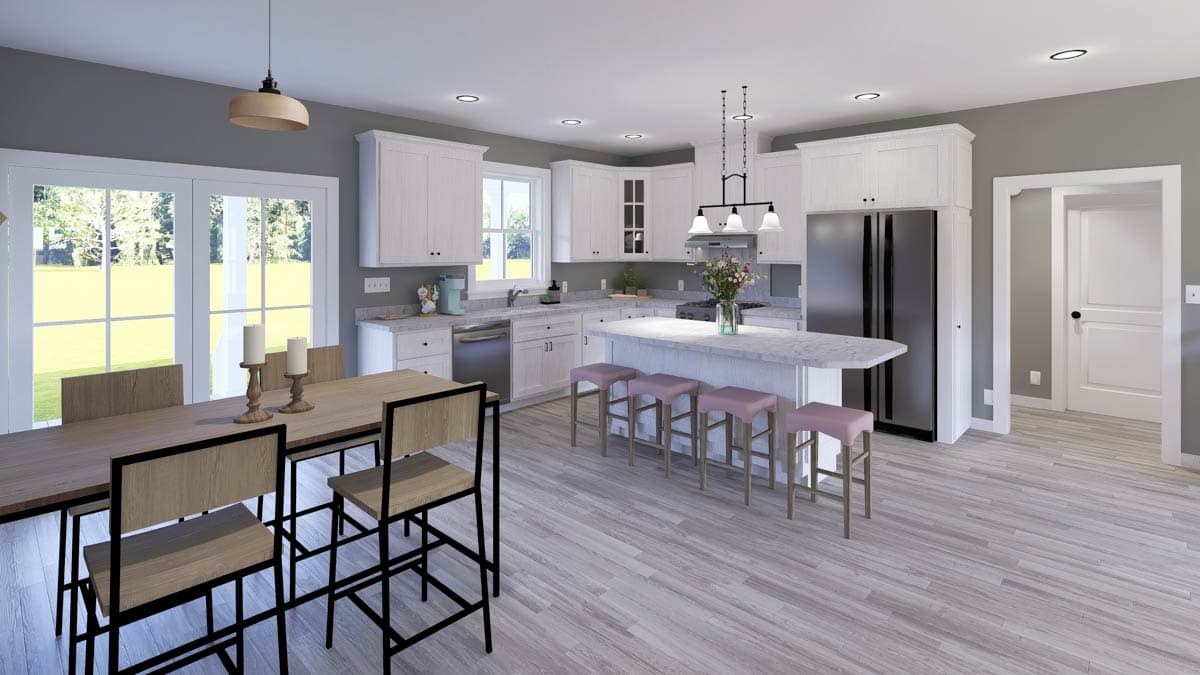 Plan 25022DH: 3-Bed Cottage-Style Ranch House Plan with Split Bedrooms - 1500 Sq Ft - Image #8 - Cottage, Country, New American, Southern