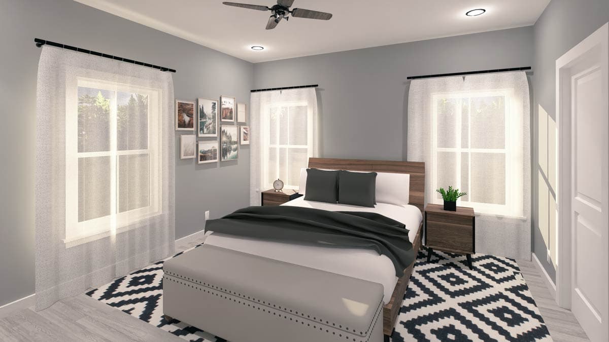 Plan 25022DH: 3-Bed Cottage-Style Ranch House Plan with Split Bedrooms - 1500 Sq Ft - Image #9 - Cottage, Country, New American, Southern