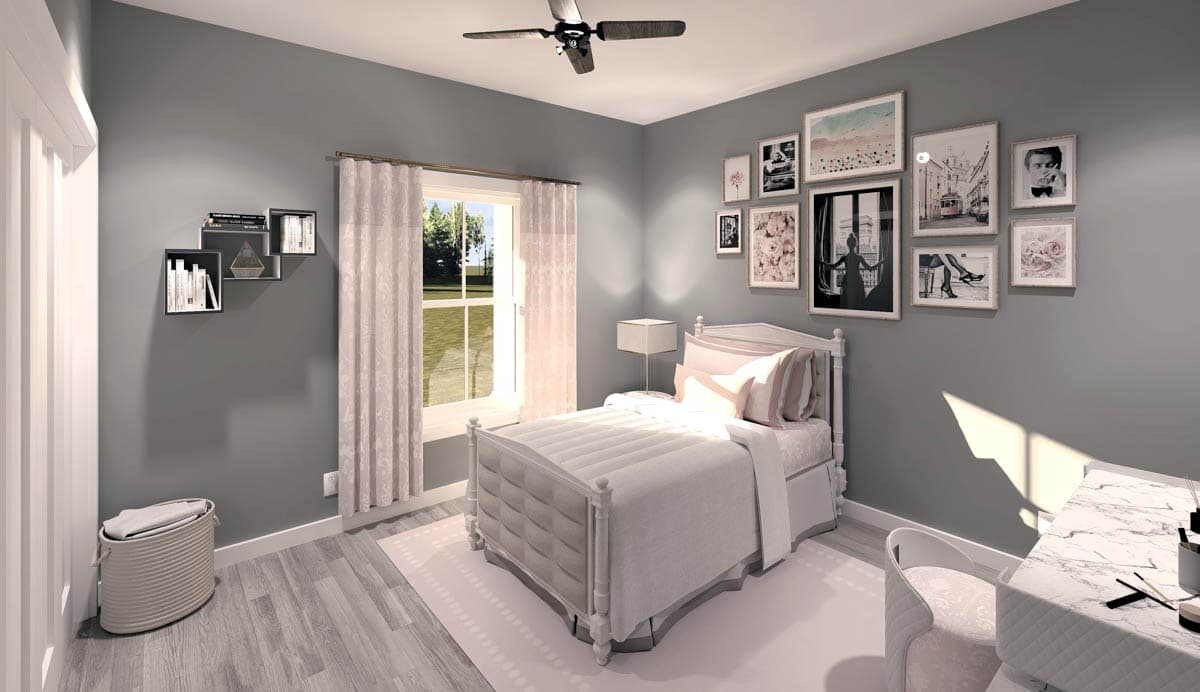 Plan 25022DH: 3-Bed Cottage-Style Ranch House Plan with Split Bedrooms - 1500 Sq Ft - Image #12 - Cottage, Country, New American, Southern