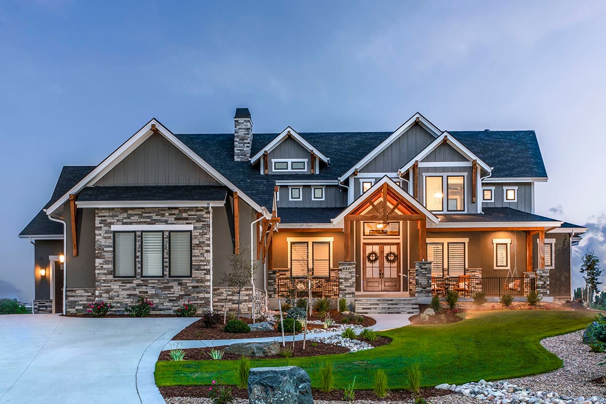Plan 95100RW: Craftsman with 4-Car Garage and 2-Story Family Room and an Upstairs Office - 3456 Sq Ft - Image #4 - Craftsman, Mountain, Rustic