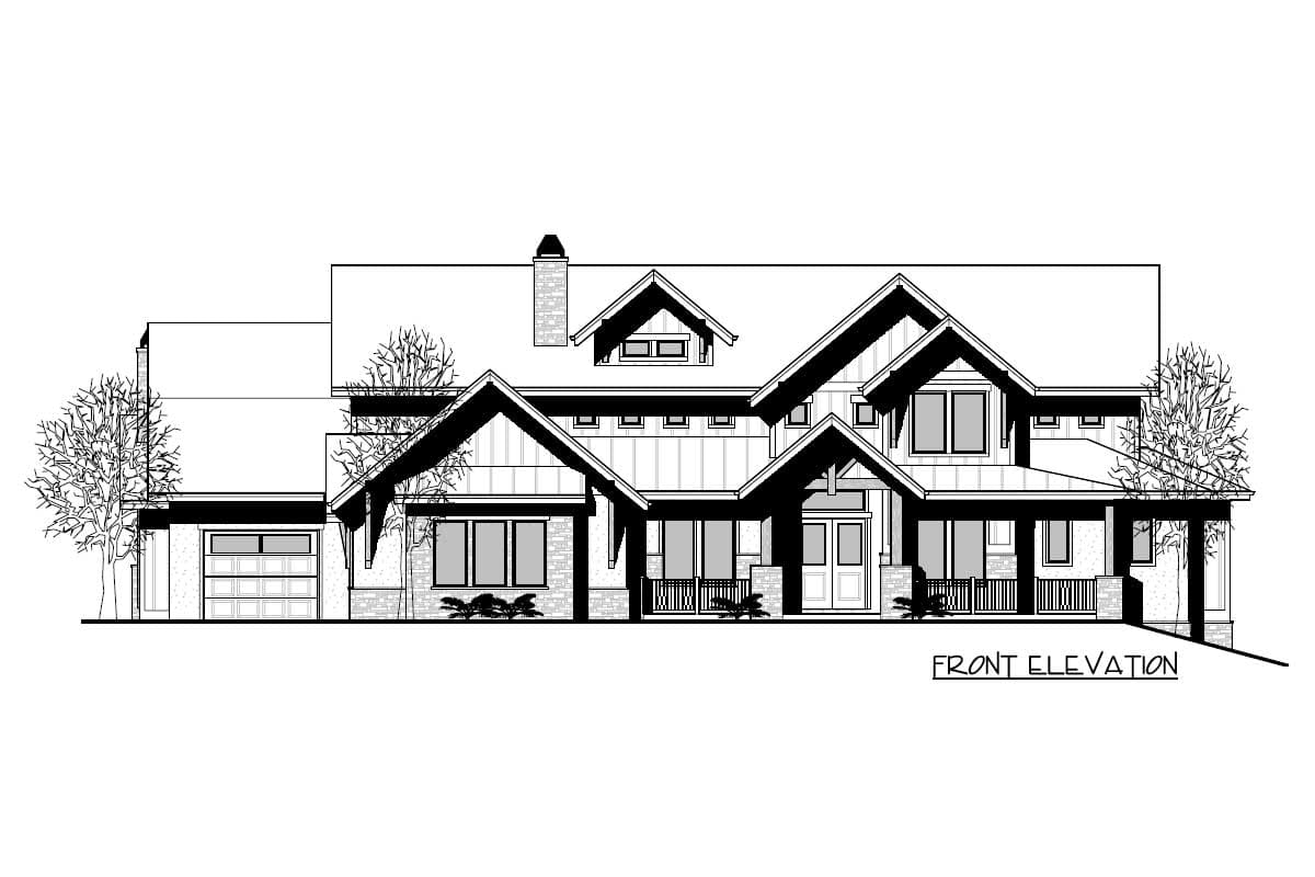 Plan 95100RW: Craftsman with 4-Car Garage and 2-Story Family Room and an Upstairs Office - 3456 Sq Ft - Image #23 - Craftsman, Mountain, Rustic