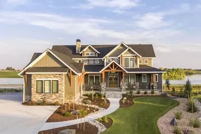 Craftsman with 4-Car Garage and 2-Story Family Room and an Upstairs Office - 3456 Sq Ft