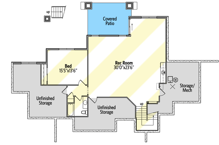 Plan 95101RW: Craftsman Mountain Home Plan with 3-Car Garage and Optional 4th Bed Downstairs - Floor Plan - Optional Lower Level  - Craftsman, Mountain, Rustic