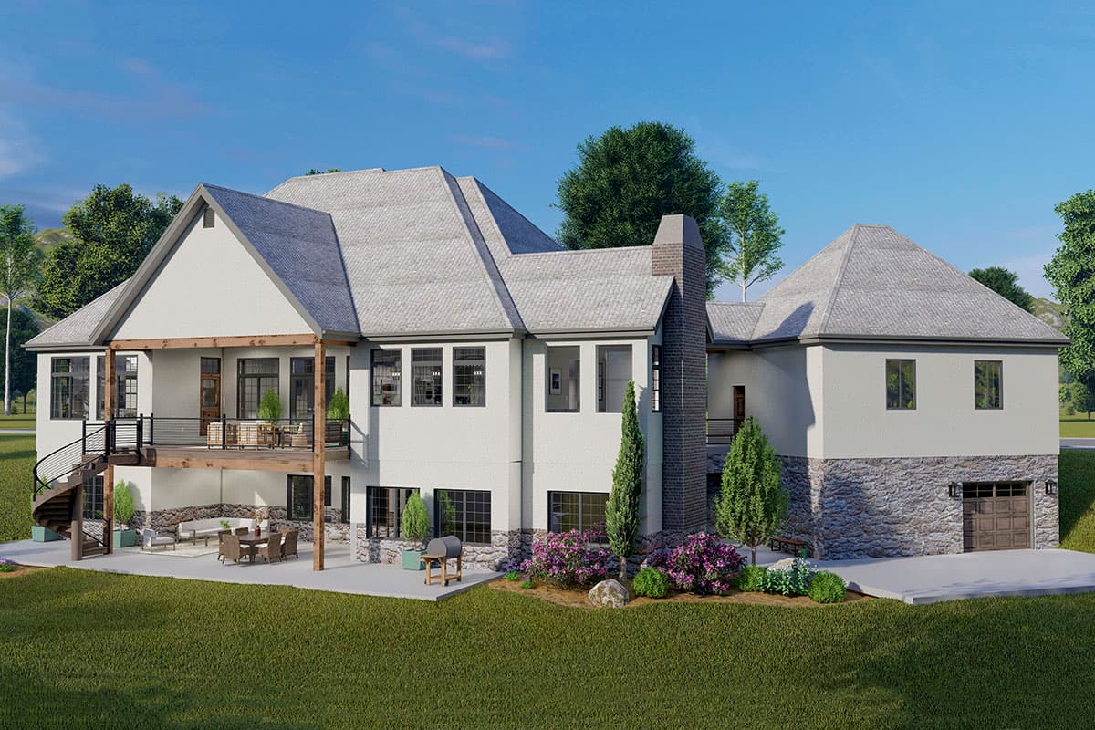 Plan 61373UT: Spacious French Country Home Plan with Lower-level Apartment and Angled Garage - Image #4 - European, French Country