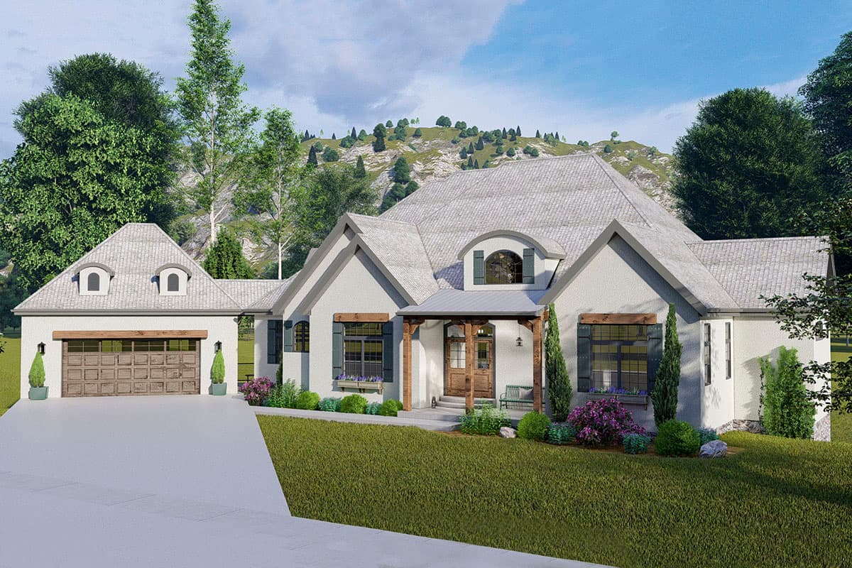 Plan 61373UT: Spacious French Country Home Plan with Lower-level Apartment and Angled Garage - Image #7 - European, French Country