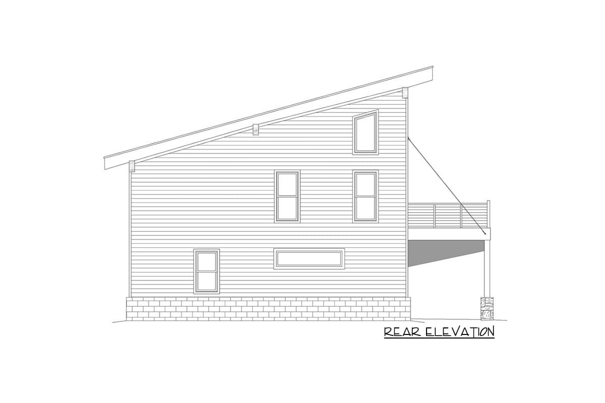 Plan 68740VR: Contemporary 2-Bed House Plan with 3rd Floor Artists Loft Accessible by Ship's Ladder - Image #4 - Contemporary, Mid Century Modern, Modern, Mountain, Northwest, Rustic