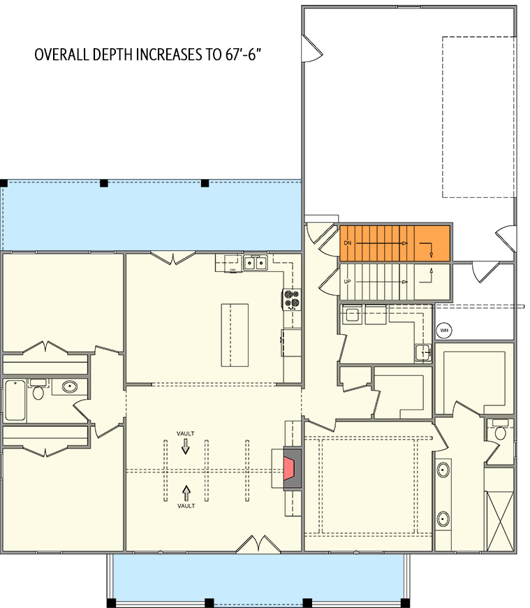 Plan 51193MM: Modern Farmhouse Plan with a 2-Car Garage and Bonus Room Above - 1817 Sq Ft - Floor Plan - Basement Stairs - Country, Modern Farmhouse, New American, Southern