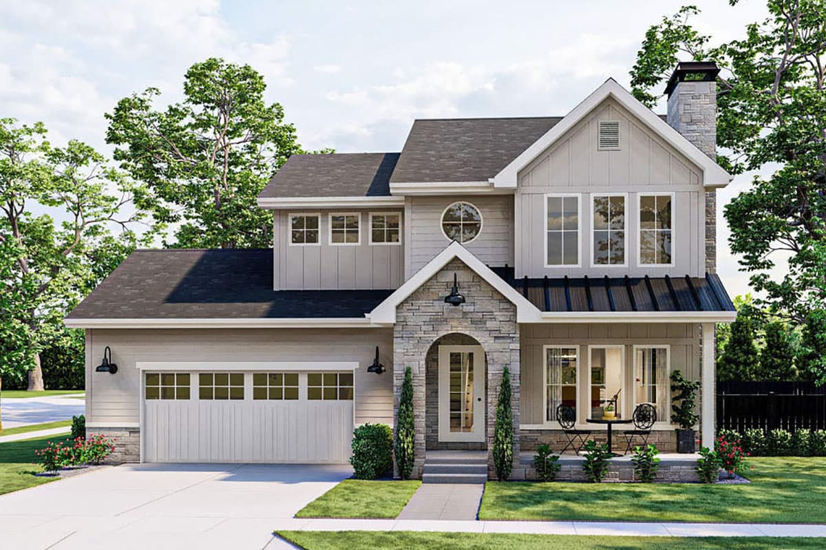 Plan 62998DJ: Efficient 2-Story House Plan with 2-Car Garage - 1499 Sq Ft - Image #5 - New American, Traditional