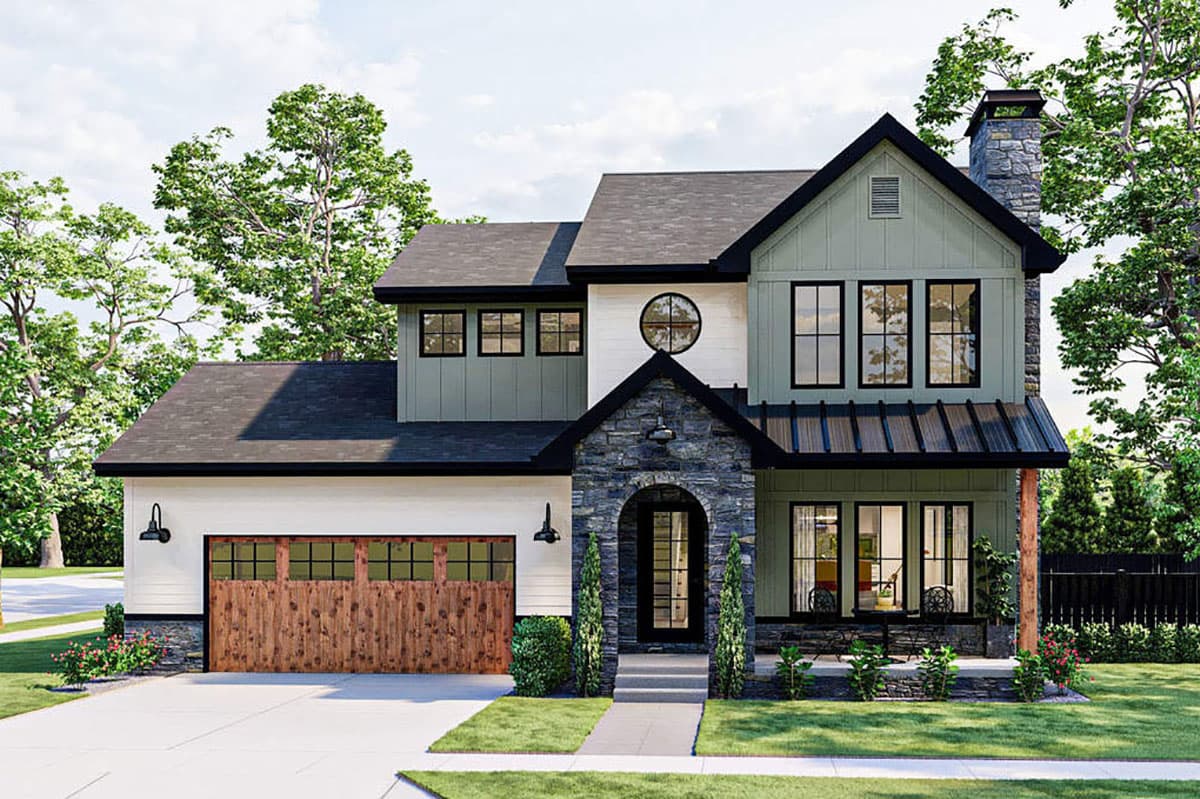 Plan 62998DJ: Efficient 2-Story House Plan with 2-Car Garage - 1499 Sq Ft - Image #4 - New American, Traditional