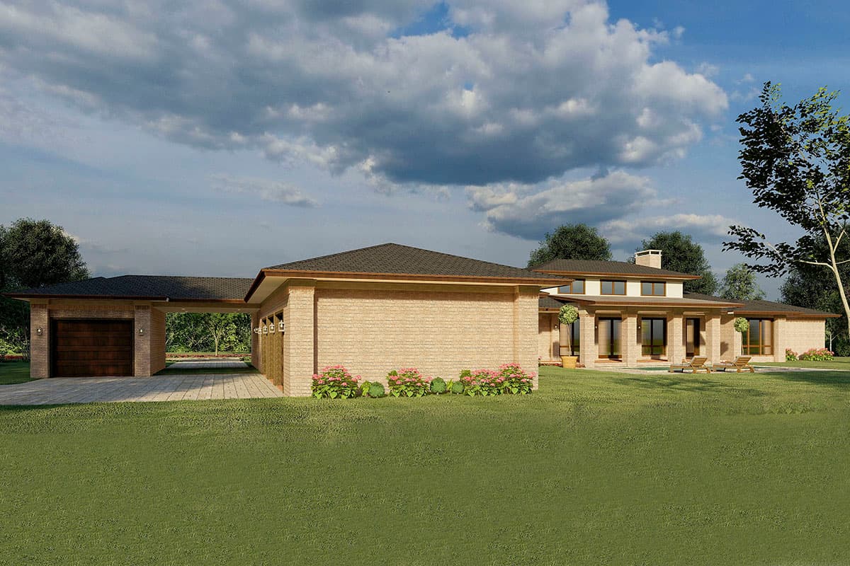 Plan 70692MK: Sprawling Contemporary Ranch Home Plan with Split Bedrooms and 4-Car Garage - Image #5 - Contemporary, Mid Century Modern, Ranch