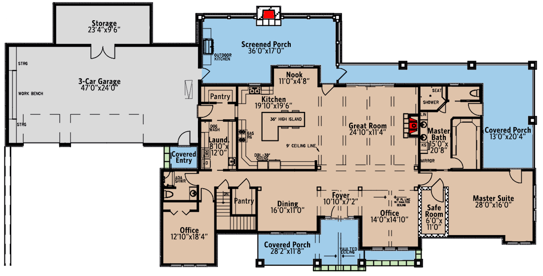 Plan 70693MK: Mountain Craftsman Home Plan with Screened Porch  - Floor Plan - Main Level - Country, Craftsman, Mountain, New American, Northwest