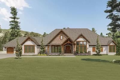 Mountain Craftsman Home Plan with Screened Porch 