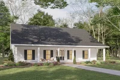 Country Farmhouse Plan with Two Master Suites and Two Covered Porches - 2096 Sq Ft