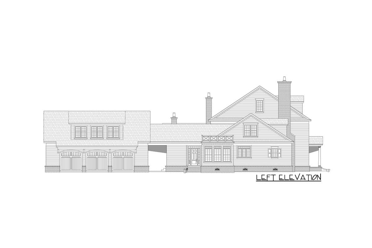 Plan 68742VR: Traditional Colonial House Plan with Man Cave above Rear 3-Car Garage - Image #5 - Colonial, Traditional