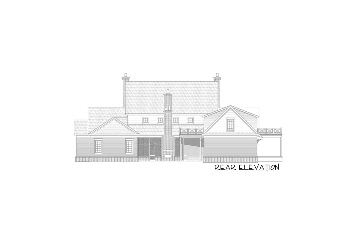 Plan 68742VR: Traditional Colonial House Plan with Man Cave above Rear 3-Car Garage - Image #6 - Colonial, Traditional