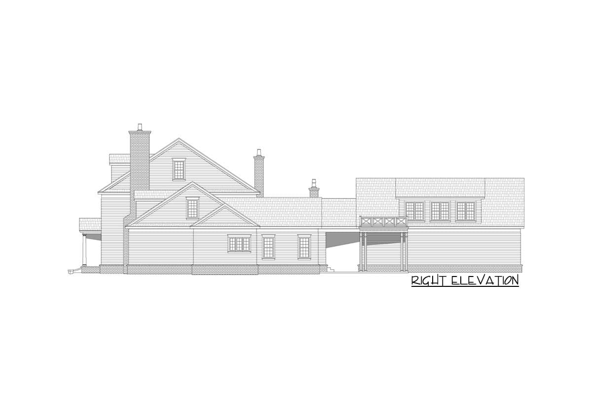 Plan 68742VR: Traditional Colonial House Plan with Man Cave above Rear 3-Car Garage - Image #7 - Colonial, Traditional