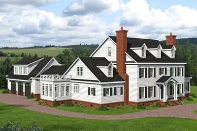 Traditional Colonial House Plan with Man Cave above Rear 3-Car Garage