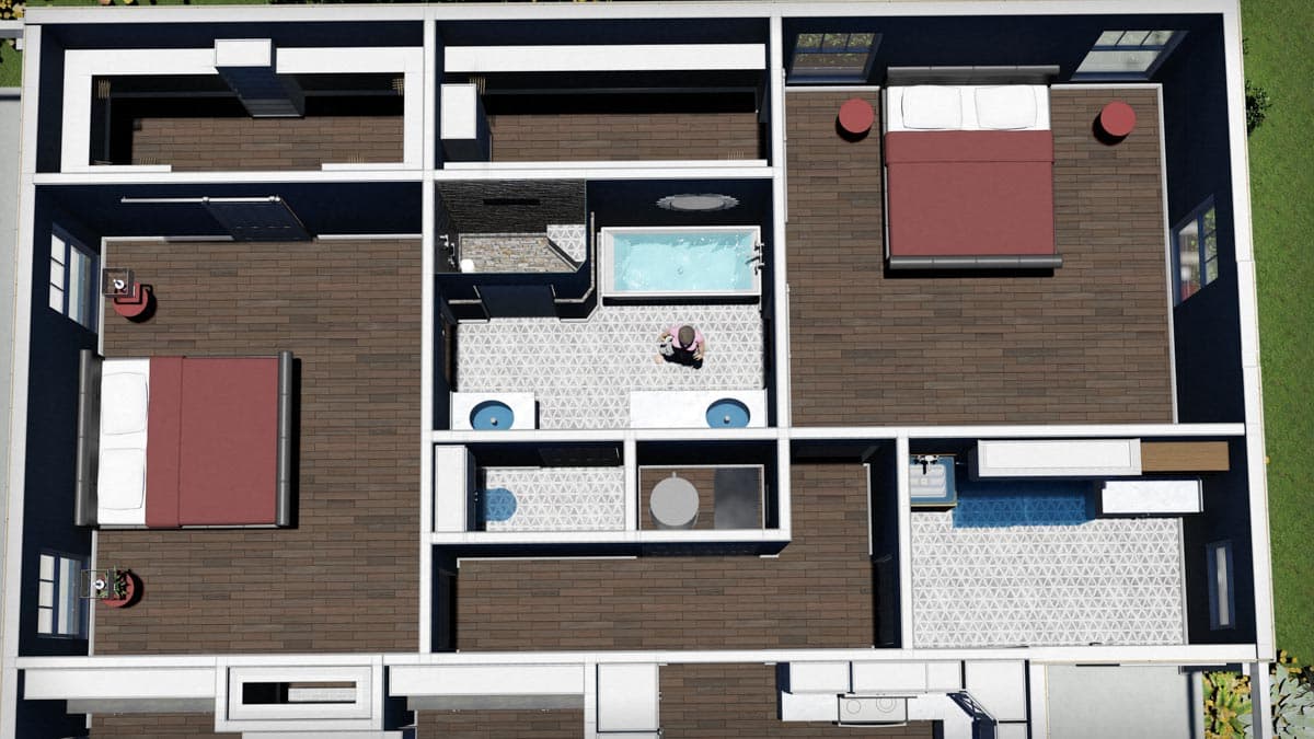 Plan 25024DH: Farmhouse Plan with Two Master Suites and Simple Gable Roof - Image #7 - Cottage, Country, Southern