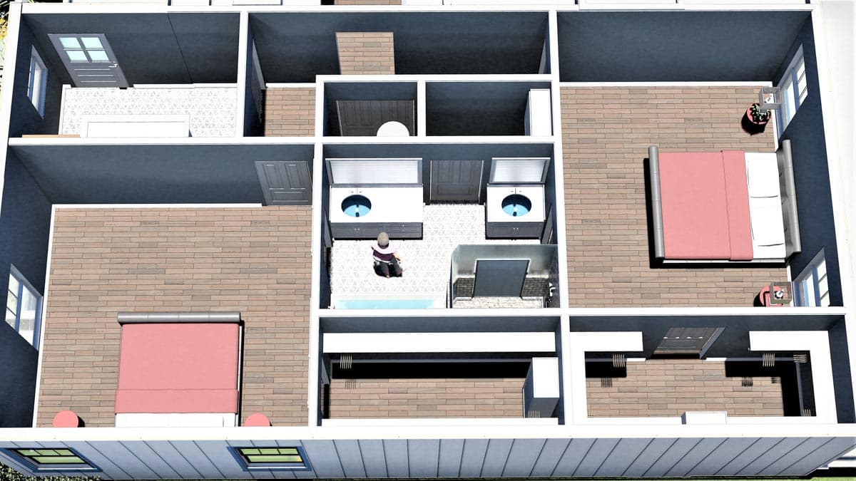 Plan 25024DH: Farmhouse Plan with Two Master Suites and Simple Gable Roof - Image #8 - Cottage, Country, Southern