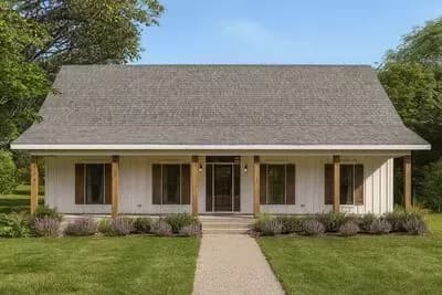 Farmhouse Plan with Two Master Suites and Simple Gable Roof