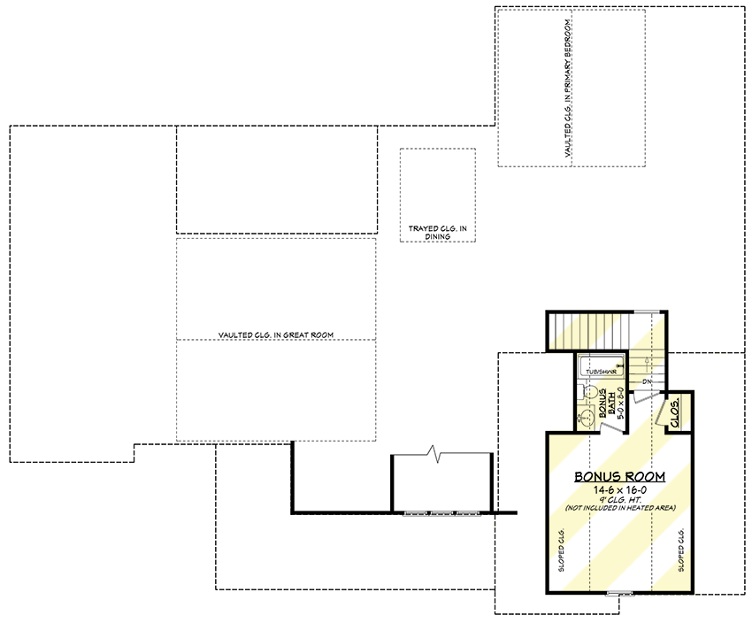 Plan 51853HZ: 3-Bed Country Farmhouse Plan with Bonus Over The Garage - Floor Plan - Bonus Level - Cape Cod, Cottage, Country, Farmhouse, Modern Farmhouse, New American, Southern, Traditional