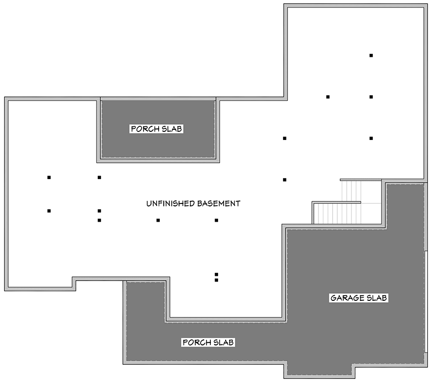 Plan 51853HZ: 3-Bed Country Farmhouse Plan with Bonus Over The Garage - Floor Plan - Unfinished Basement  - Cape Cod, Cottage, Country, Farmhouse, Modern Farmhouse, New American, Southern, Traditional