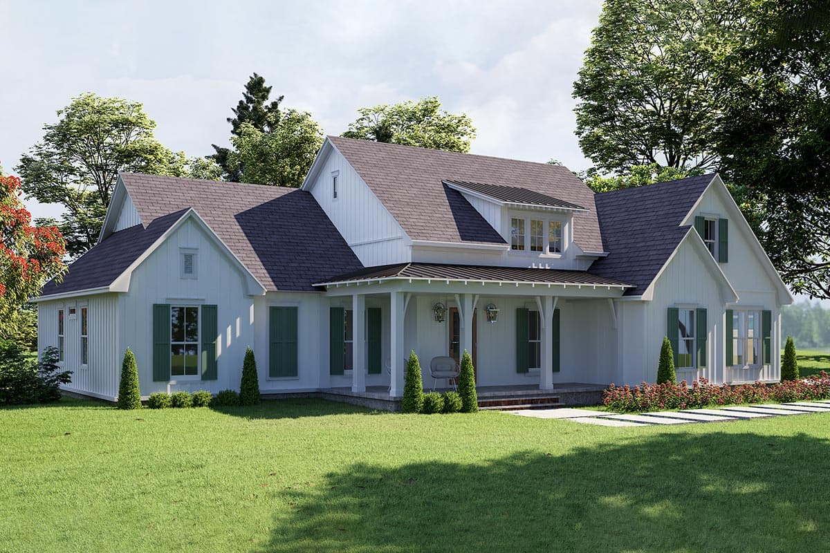 Plan 51853HZ: 3-Bed Country Farmhouse Plan with Bonus Over The Garage - Image #5 - Cape Cod, Cottage, Country, Farmhouse, Modern Farmhouse, New American, Southern, Traditional