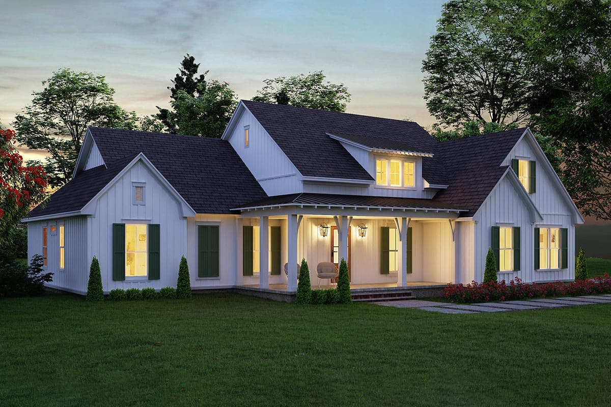 Plan 51853HZ: 3-Bed Country Farmhouse Plan with Bonus Over The Garage - Image #6 - Cape Cod, Cottage, Country, Farmhouse, Modern Farmhouse, New American, Southern, Traditional