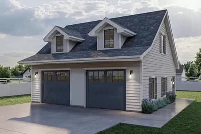 2-Car Detached Garage with Walk-Around Space Above