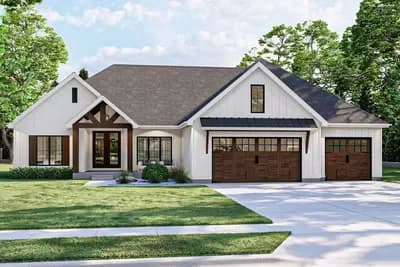 Split Bedroom New American Ranch Home Plan with Open Concept Core